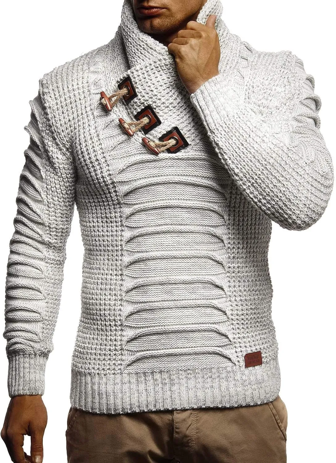 Leif Nelson Men's Knit Sweater | Knitted Pullover With Shawl Collar | Men's Comfortable Sweatshirt Slim Fit | LN5575