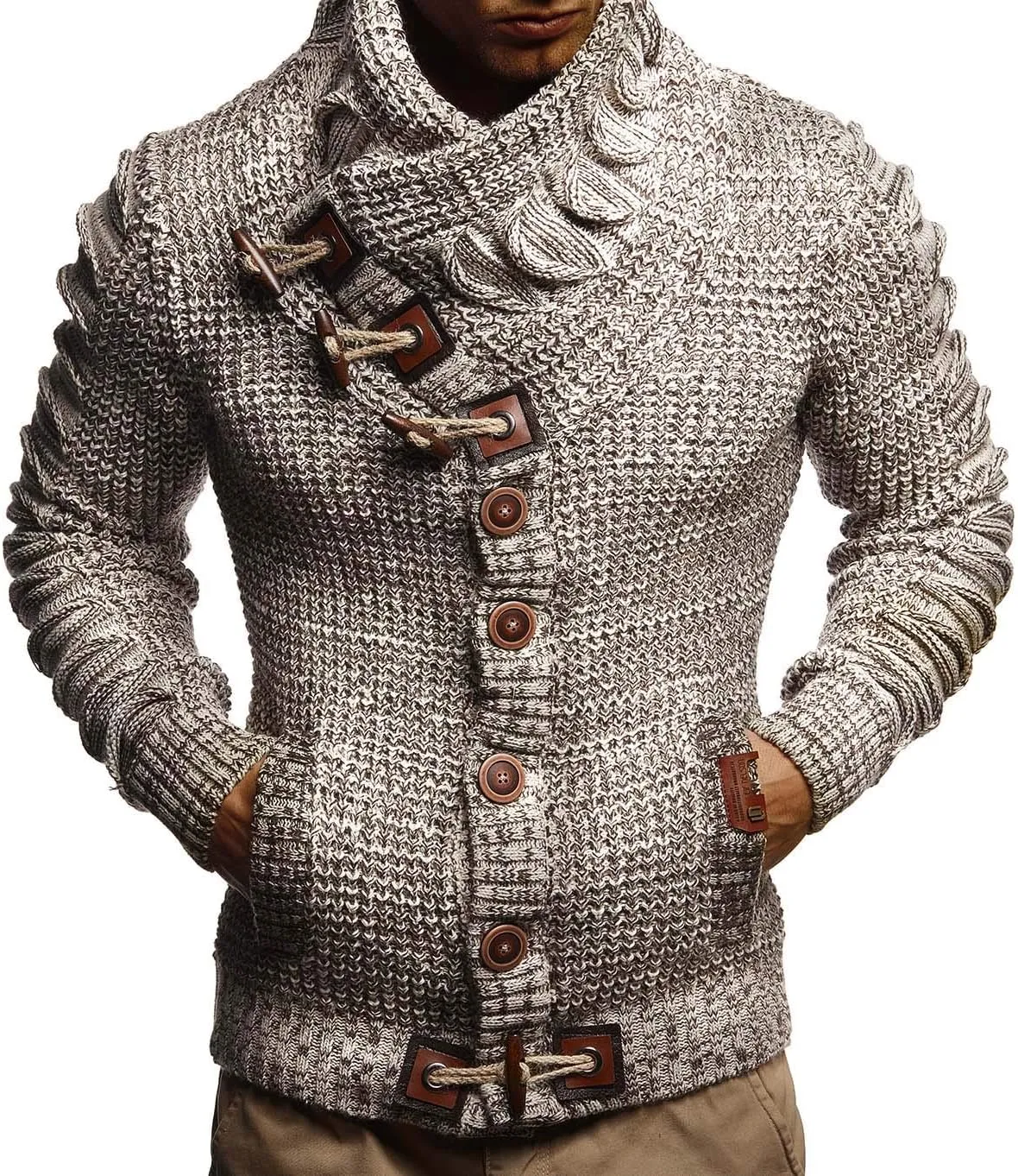 Leif Nelson Men's Knit Sweater | Knitted Pullover With Shawl Collar | Men's Comfortable Sweatshirt Slim Fit | LN5575