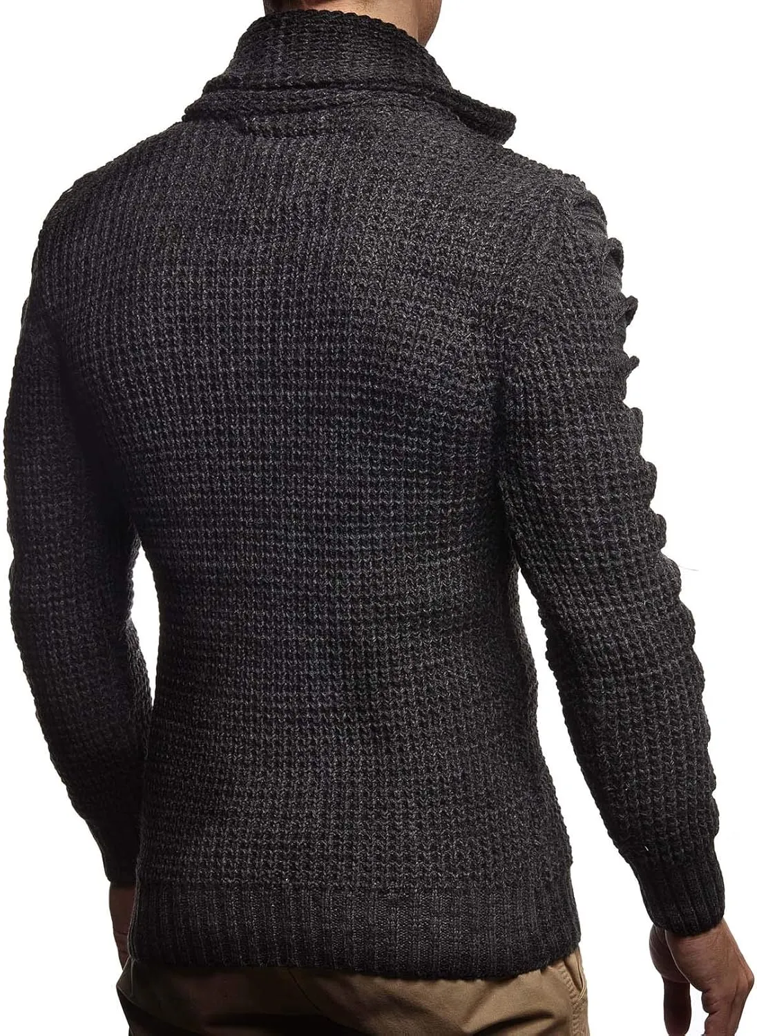Leif Nelson Men's Knit Sweater | Knitted Pullover With Shawl Collar | Men's Comfortable Sweatshirt Slim Fit | LN5575