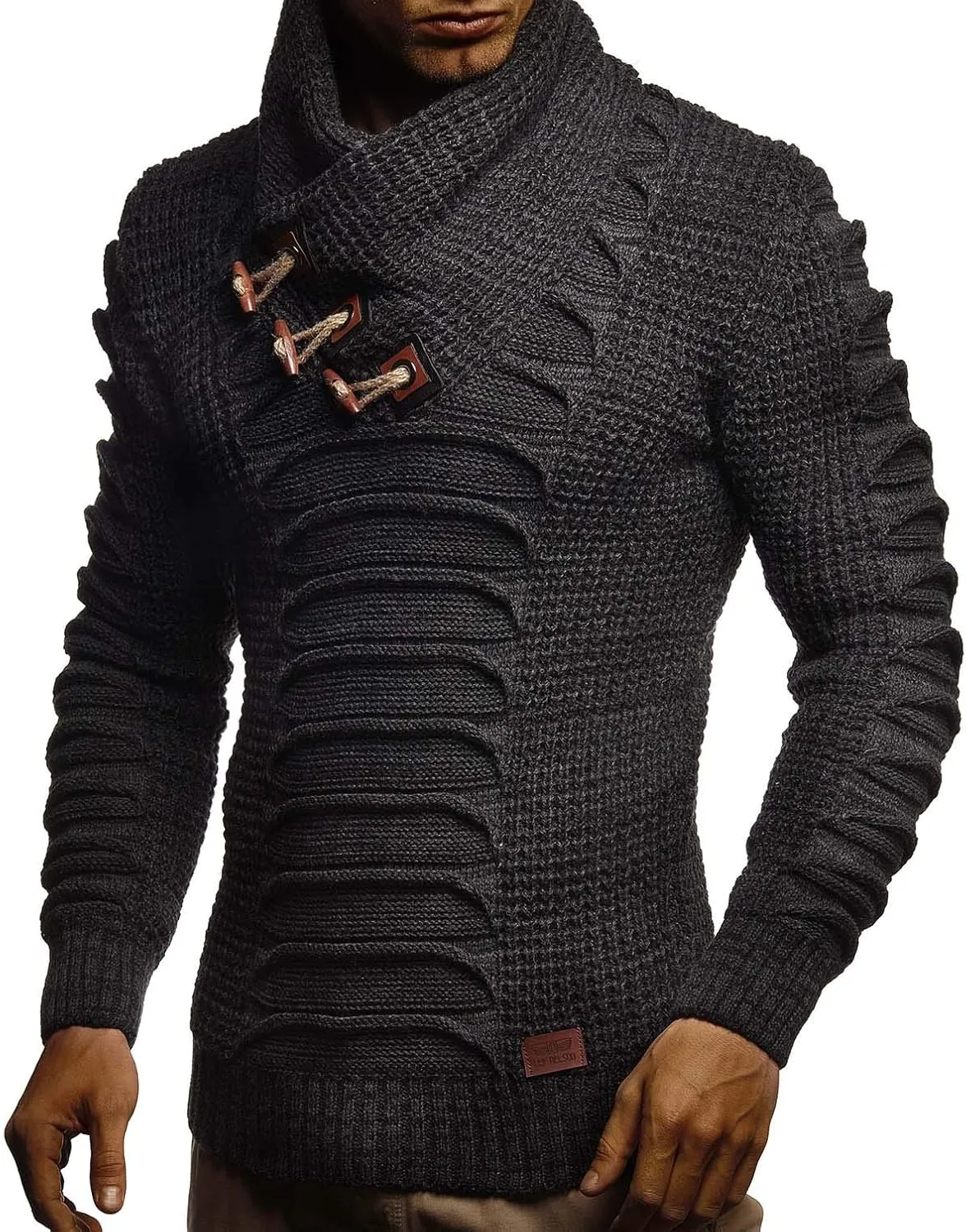 Leif Nelson Men's Knit Sweater | Knitted Pullover With Shawl Collar | Men's Comfortable Sweatshirt Slim Fit | LN5575