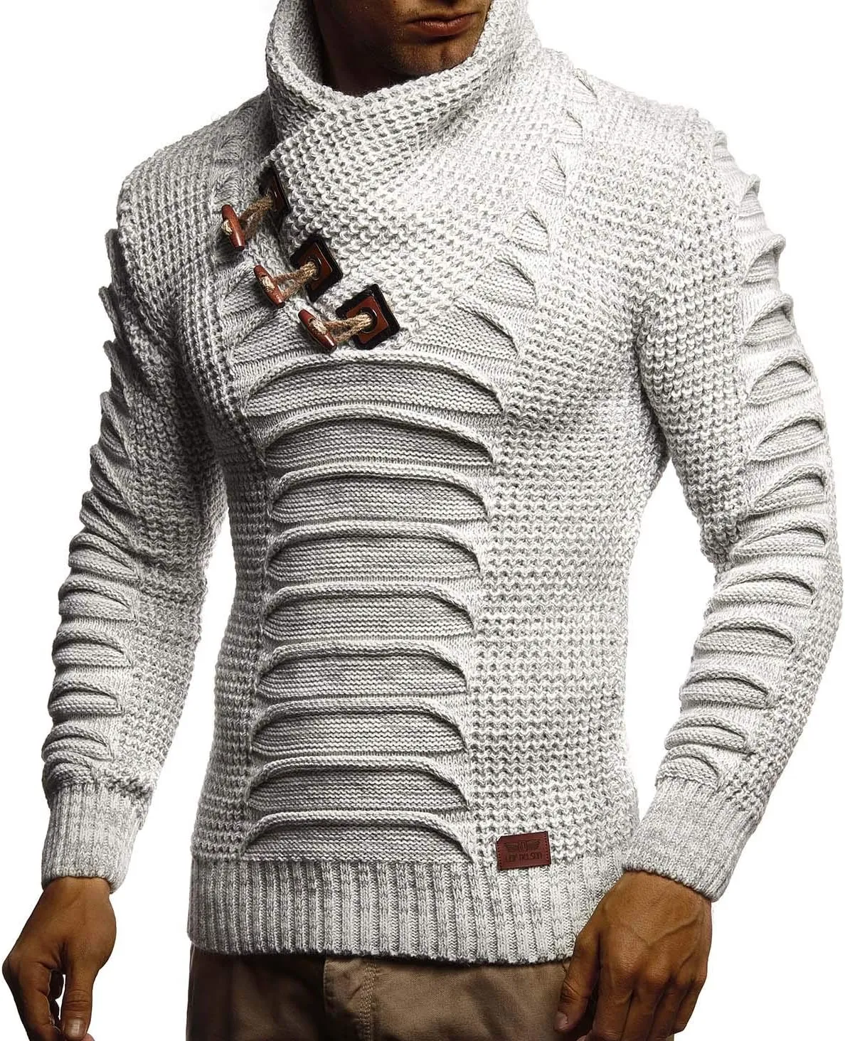 Leif Nelson Men's Knit Sweater | Knitted Pullover With Shawl Collar | Men's Comfortable Sweatshirt Slim Fit | LN5575