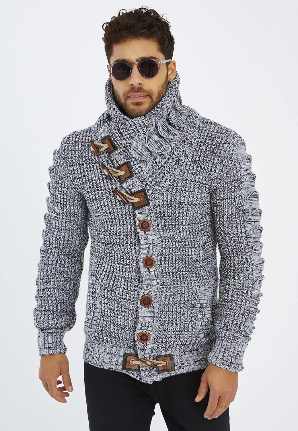 Leif Nelson Men's Knit Sweater | Knitted Pullover With Shawl Collar | Men's Comfortable Sweatshirt Slim Fit | LN5575