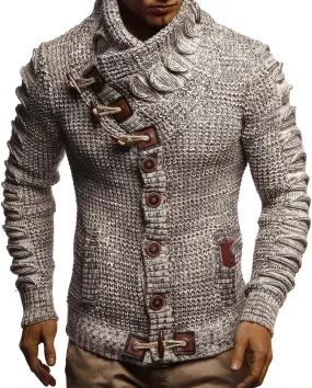 Leif Nelson Men's Knit Sweater | Knitted Pullover With Shawl Collar | Men's Comfortable Sweatshirt Slim Fit | LN5575