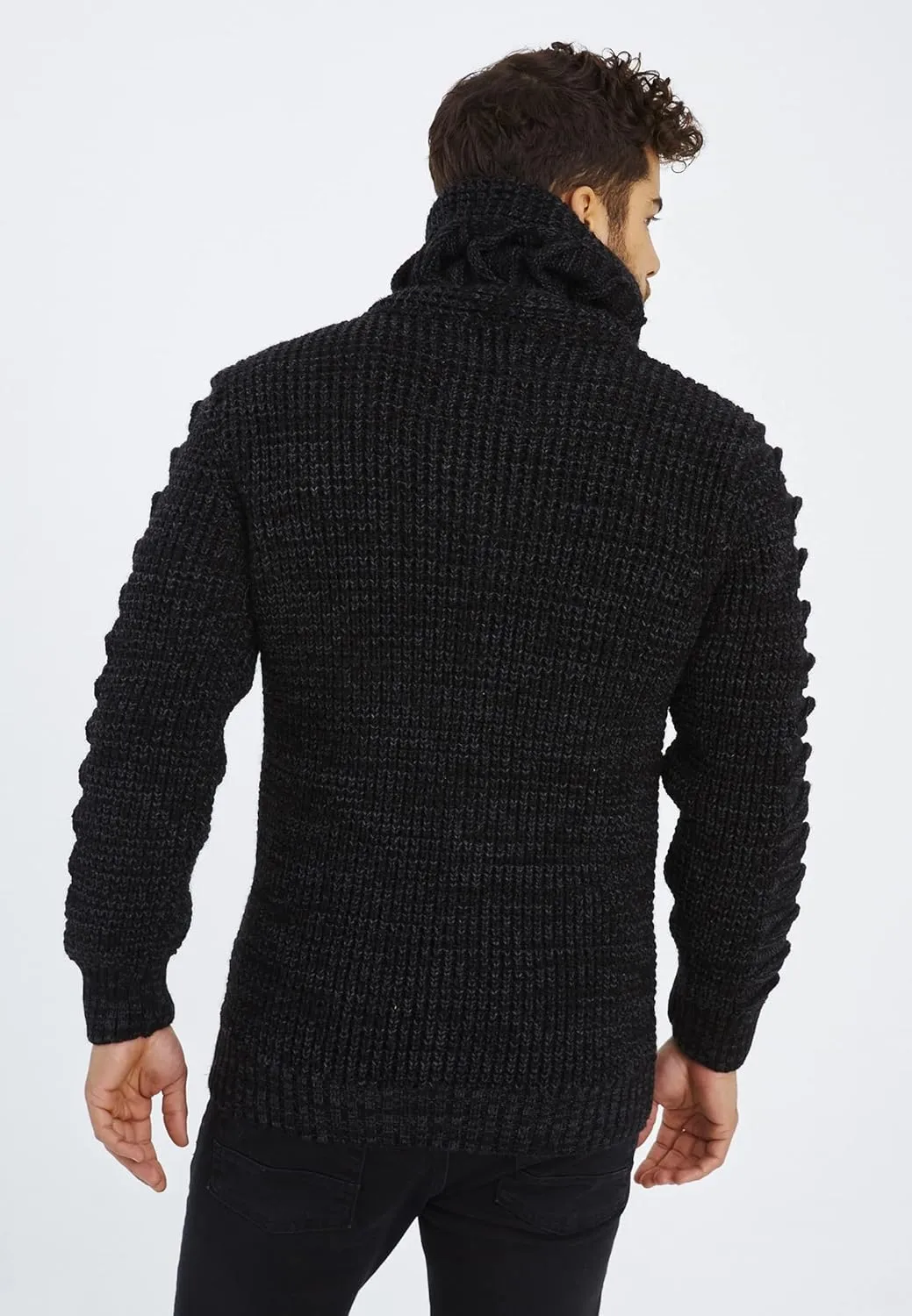 Leif Nelson Men's Knit Sweater | Knitted Pullover With Shawl Collar | Men's Comfortable Sweatshirt Slim Fit | LN5575