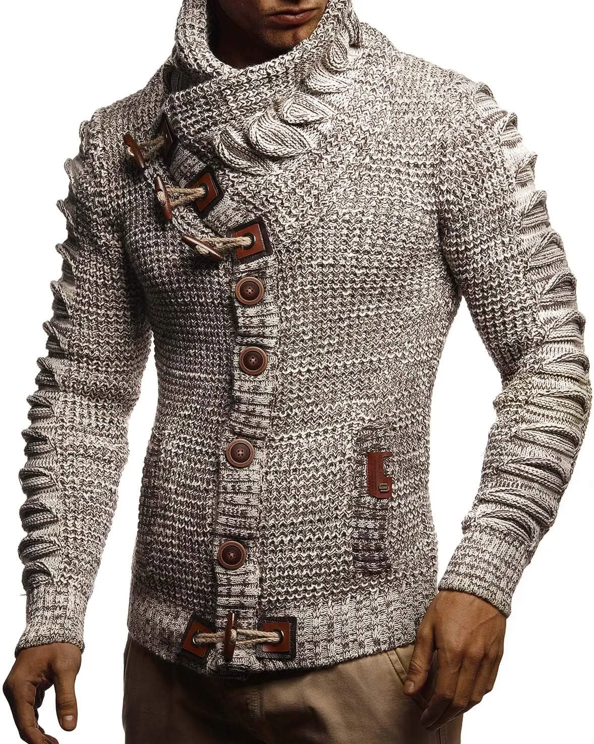 Leif Nelson Men's Knit Sweater | Knitted Pullover With Shawl Collar | Men's Comfortable Sweatshirt Slim Fit | LN5575
