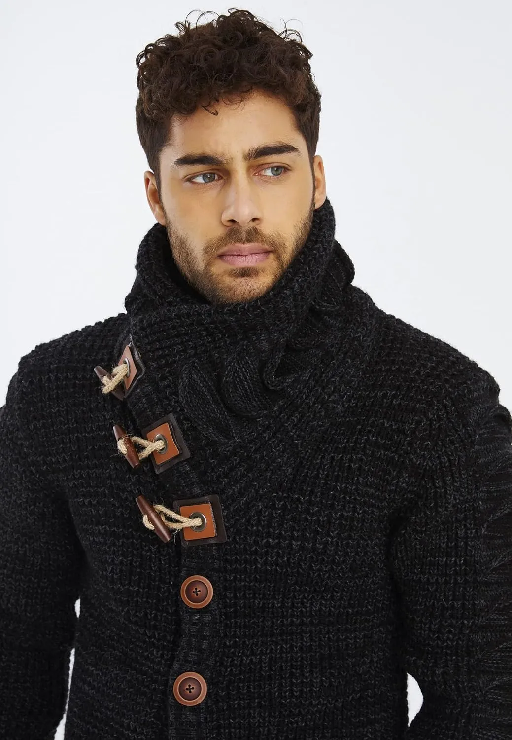 Leif Nelson Men's Knit Sweater | Knitted Pullover With Shawl Collar | Men's Comfortable Sweatshirt Slim Fit | LN5575