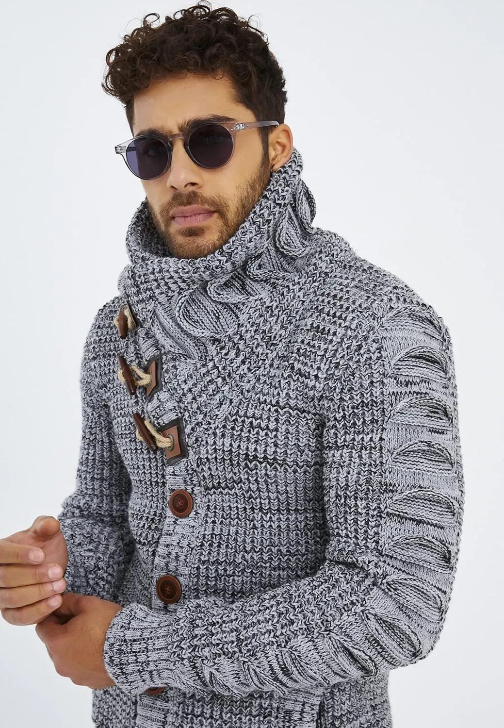 Leif Nelson Men's Knit Sweater | Knitted Pullover With Shawl Collar | Men's Comfortable Sweatshirt Slim Fit | LN5575