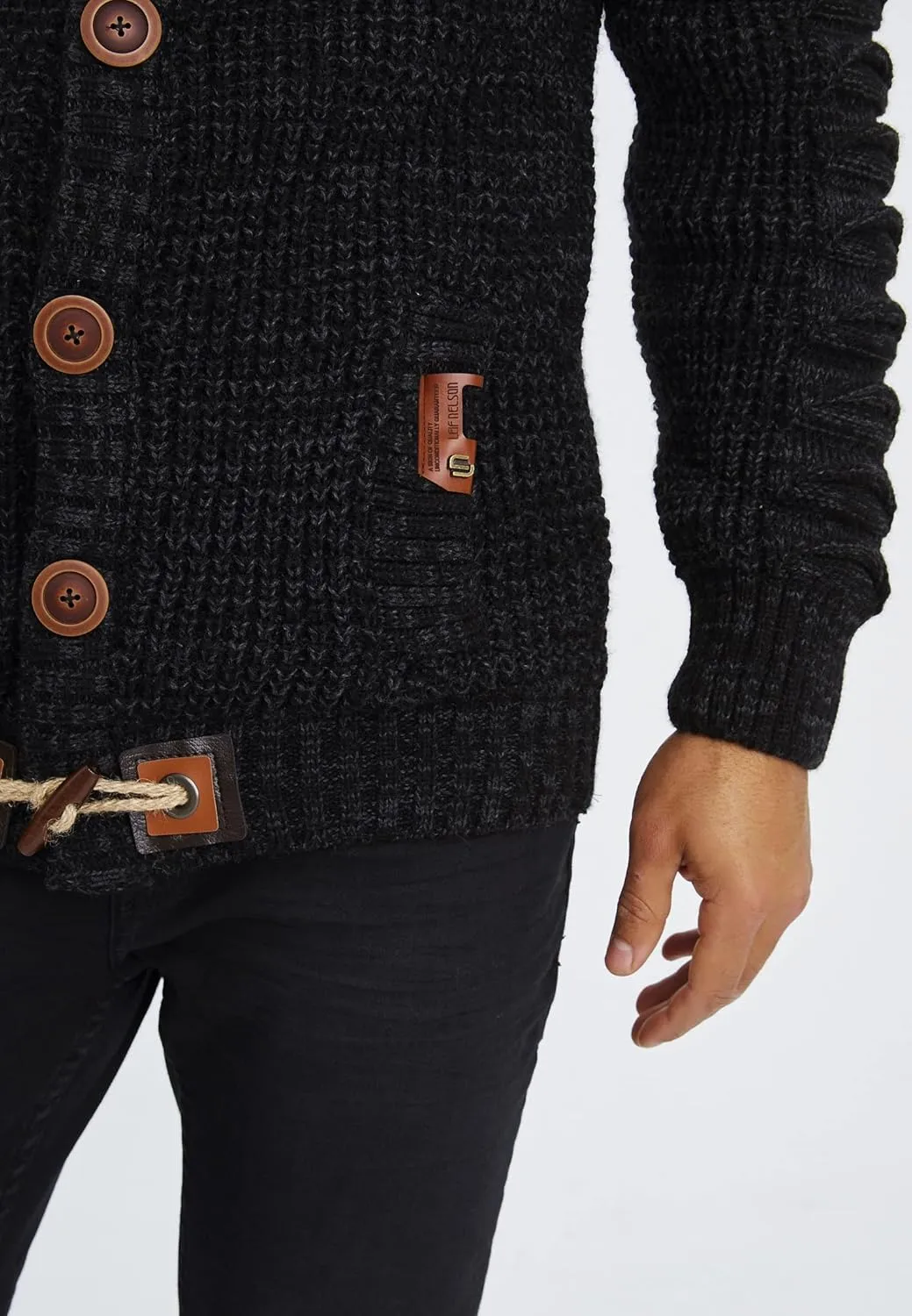 Leif Nelson Men's Knit Sweater | Knitted Pullover With Shawl Collar | Men's Comfortable Sweatshirt Slim Fit | LN5575