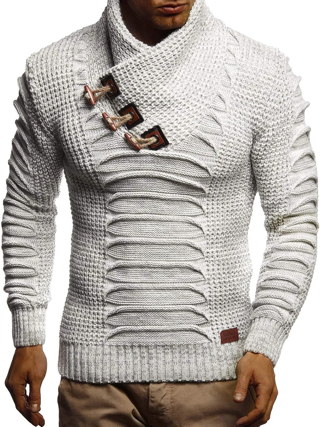 Leif Nelson Men's Knit Sweater | Knitted Pullover With Shawl Collar | Men's Comfortable Sweatshirt Slim Fit | LN5575