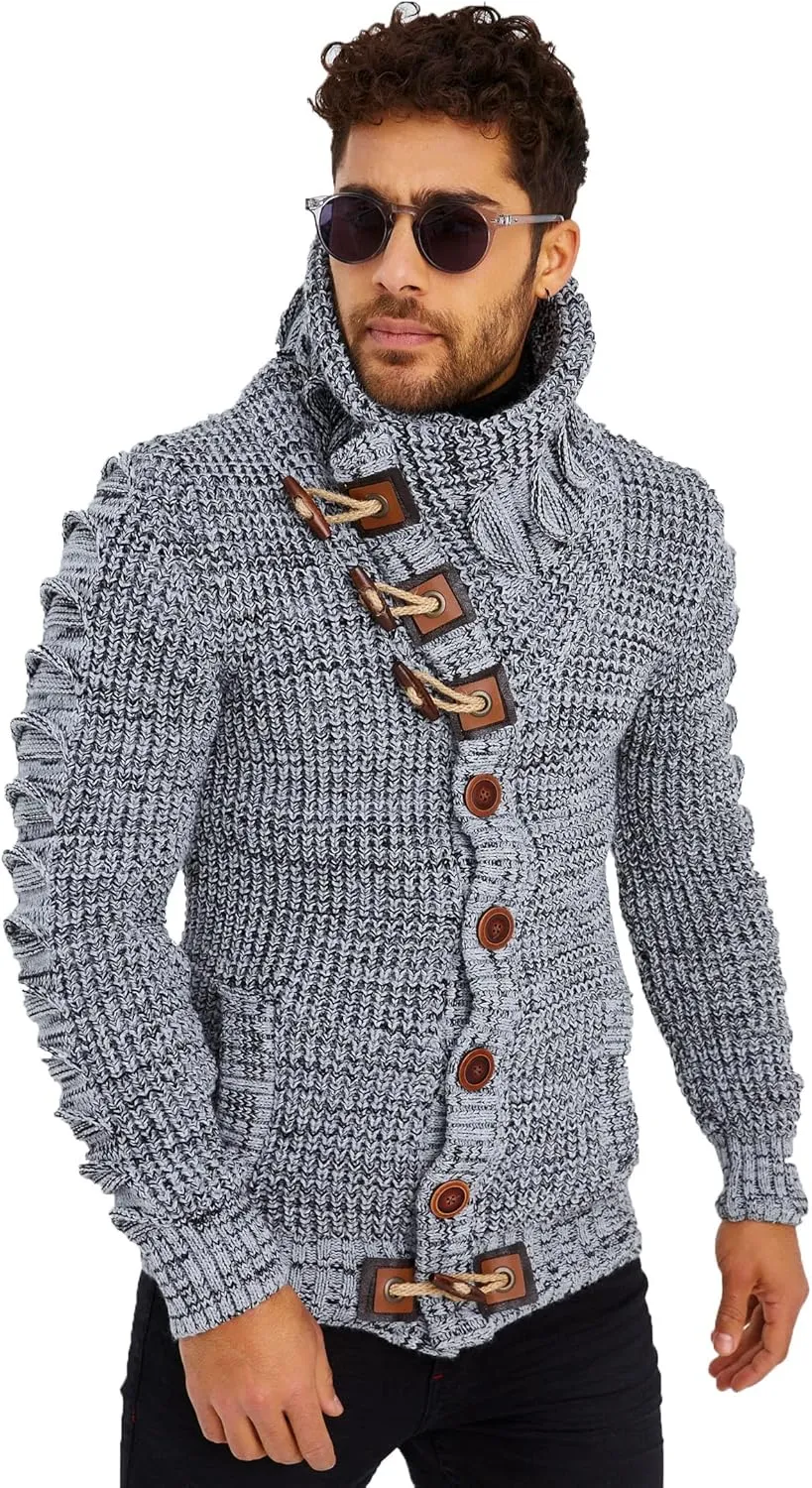 Leif Nelson Men's Knit Sweater | Knitted Pullover With Shawl Collar | Men's Comfortable Sweatshirt Slim Fit | LN5575
