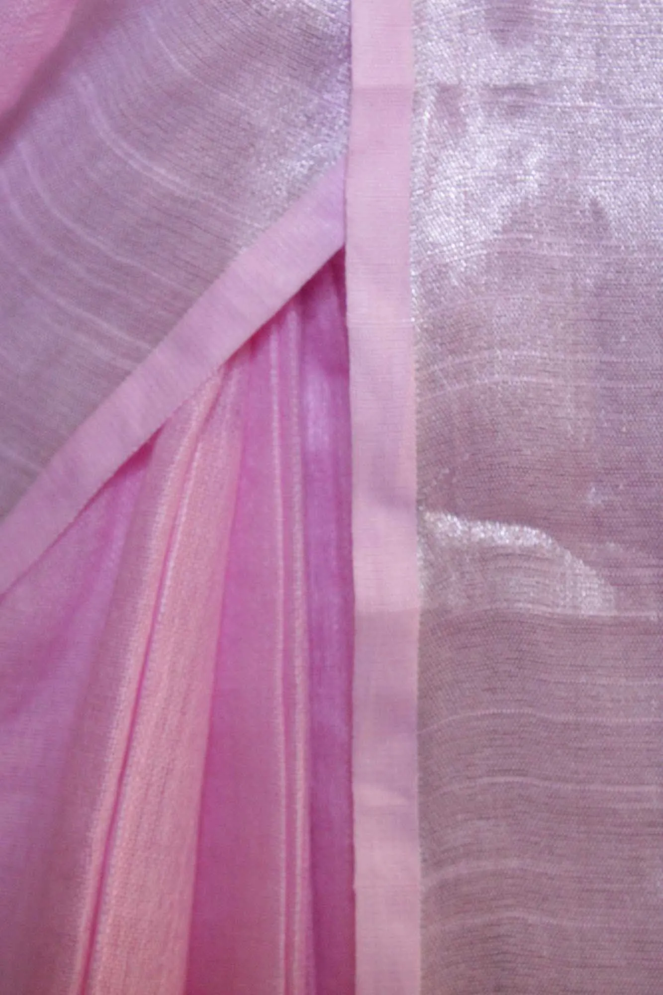 Linen Slub Peach Pink with Silver Border Wrap in 1 minute saree