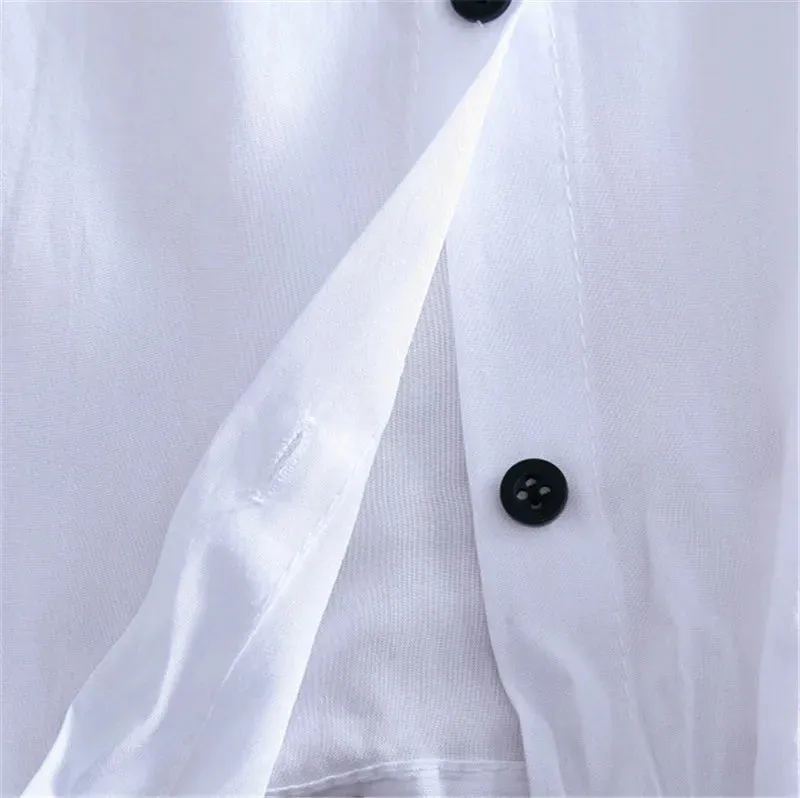 Lucy – Long Sleeve Turn-Down Collar Blouse with Bow Tie