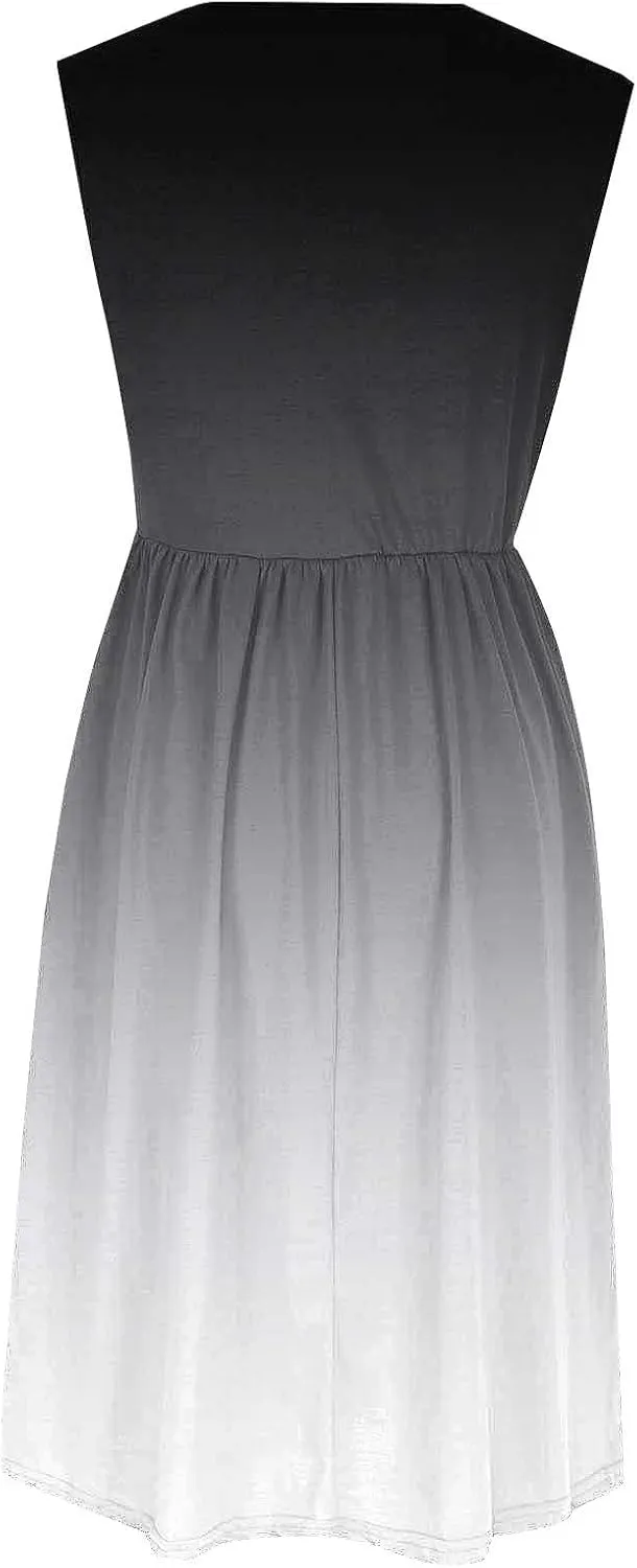 Maxi Dress for Women Gardient Print Crewneck Casual Sundress Flowy Swing Boho Beach Sundress Resort Wear 2025