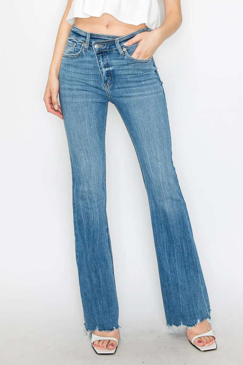 Melli High Rise Flare Jeans W/ Frayed Hem Jeans