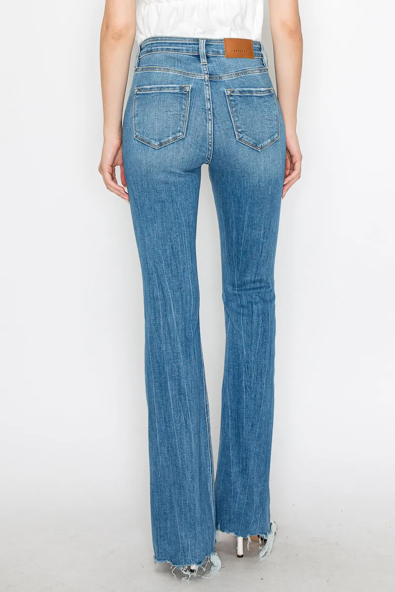 Melli High Rise Flare Jeans W/ Frayed Hem Jeans
