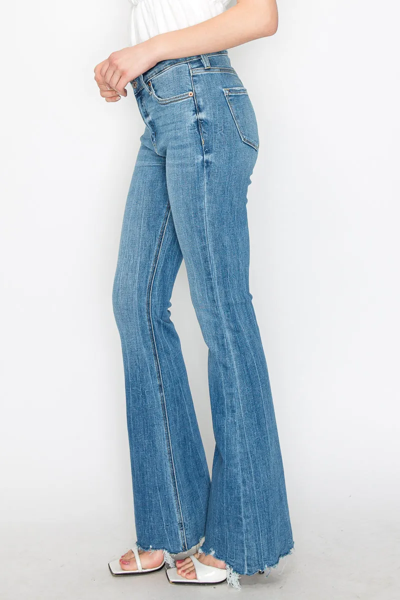 Melli High Rise Flare Jeans W/ Frayed Hem Jeans