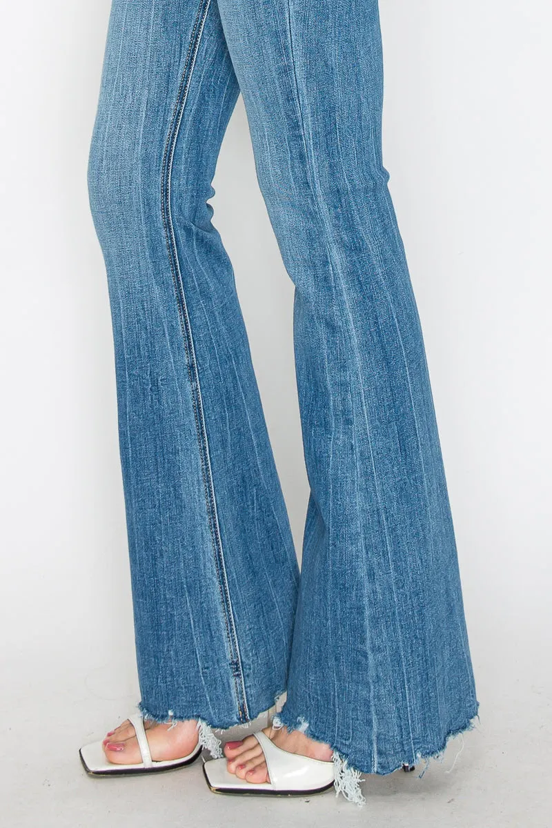 Melli High Rise Flare Jeans W/ Frayed Hem Jeans