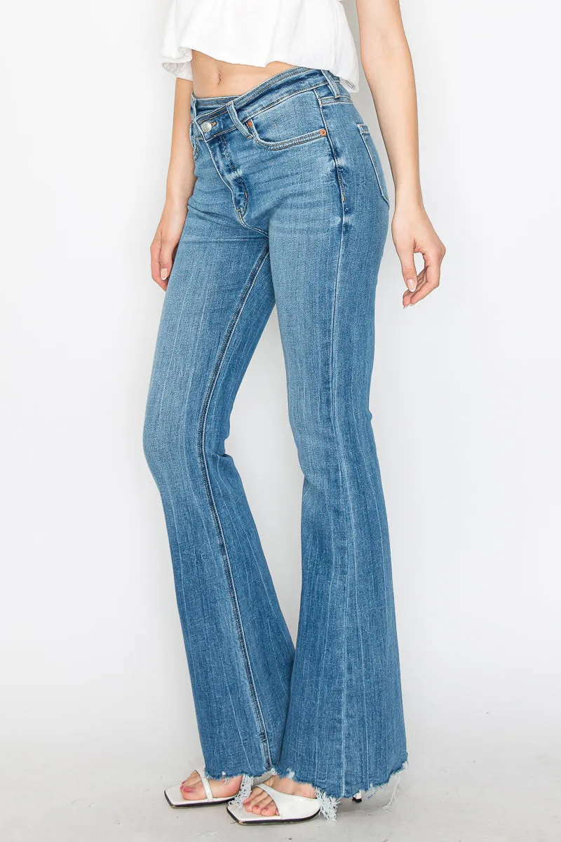 Melli High Rise Flare Jeans W/ Frayed Hem Jeans