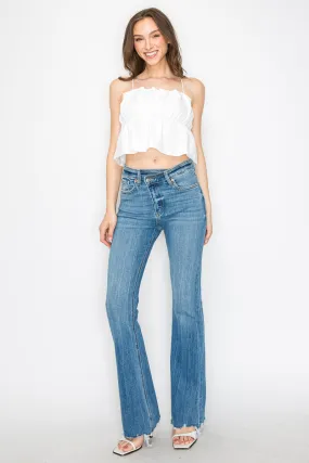 Melli High Rise Flare Jeans W/ Frayed Hem Jeans