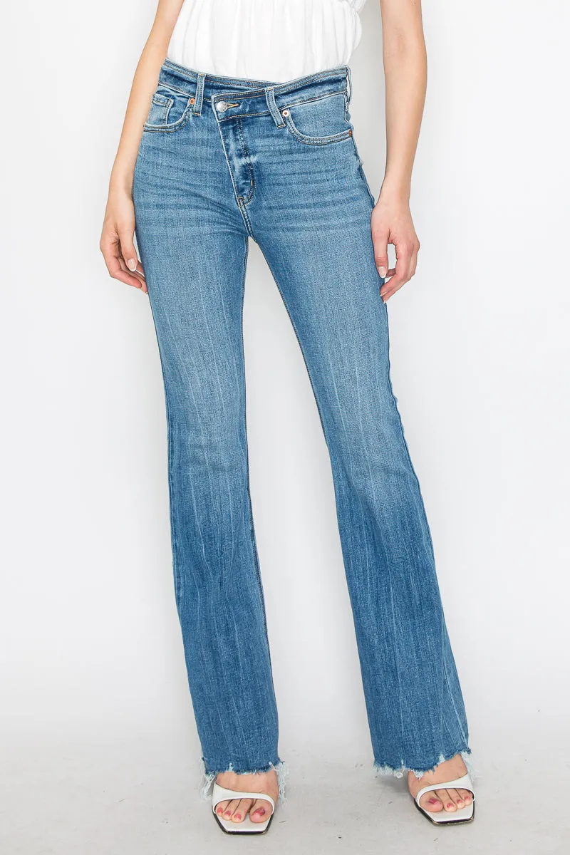Melli High Rise Flare Jeans W/ Frayed Hem Jeans