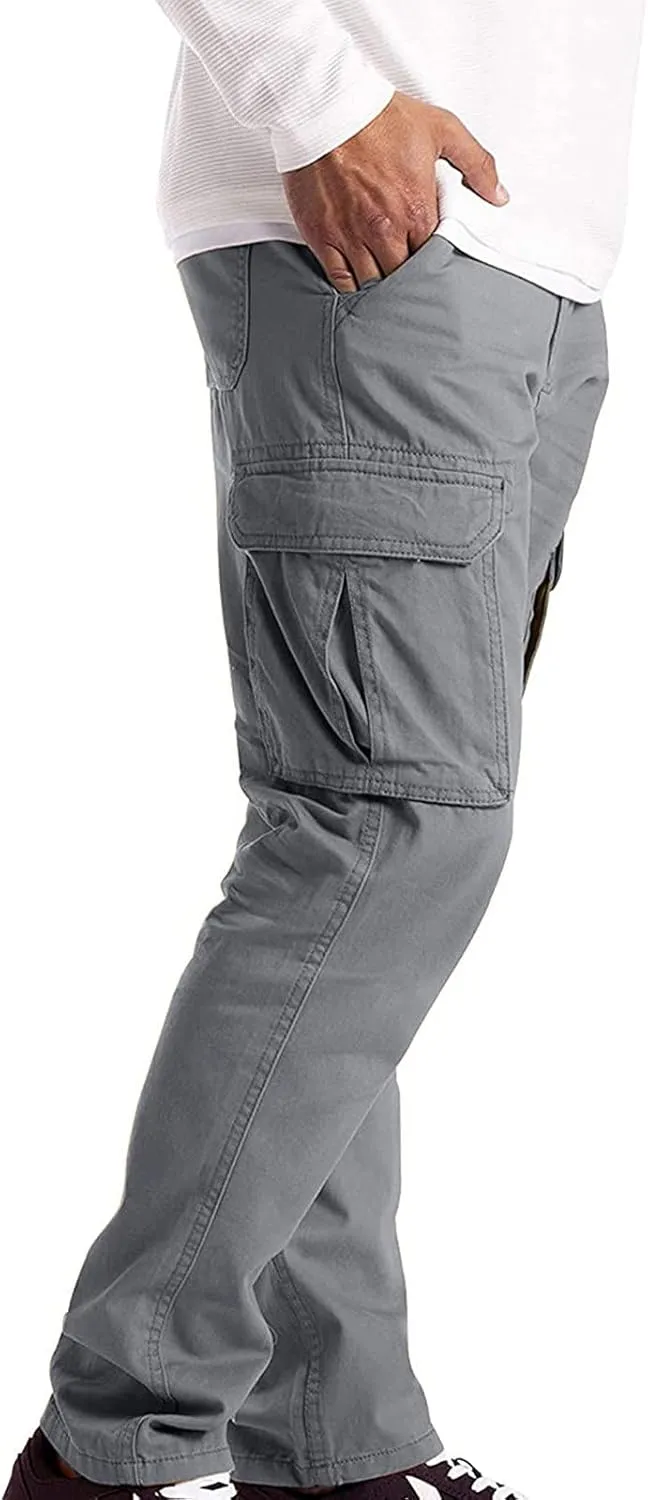 Mens Cargo Pants Casual Lightweight Elastic Waist Drawstring Tapered Pant with Pockets