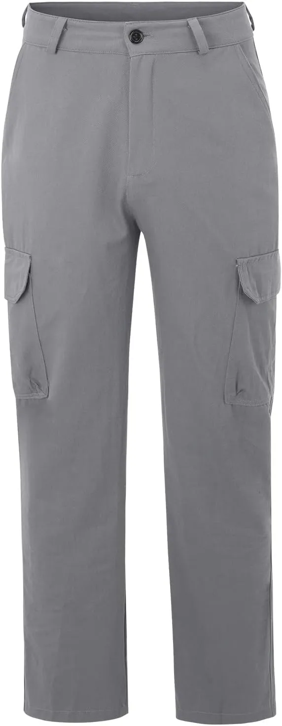Mens Cargo Pants Casual Lightweight Elastic Waist Drawstring Tapered Pant with Pockets