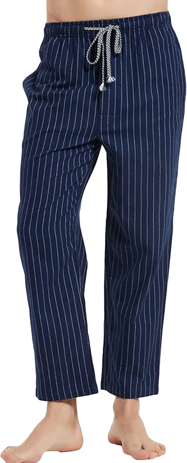 Men's Comfy Soft Plaid Comfy Sleep Lounge Pants Pajama Pants Fleece Drawstring Pj Bottoms with Pockets