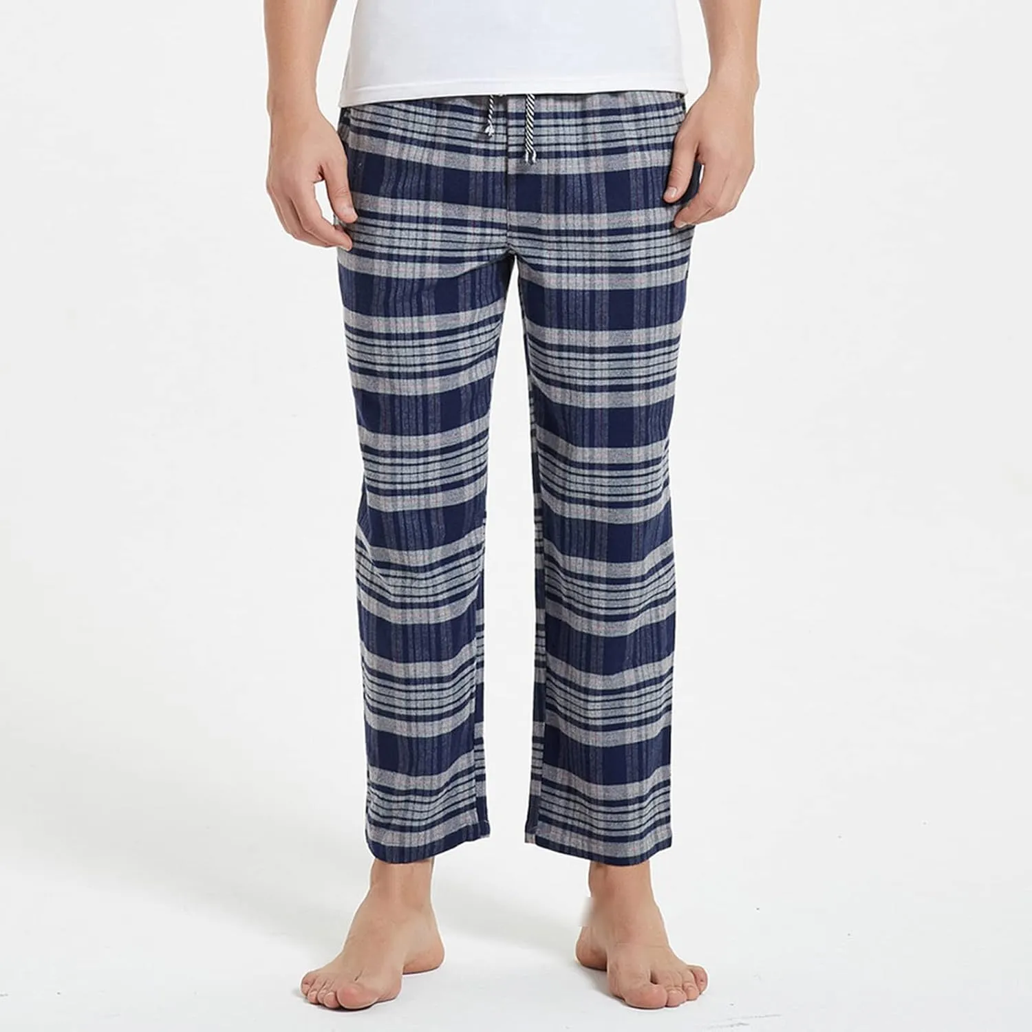 Men's Comfy Soft Plaid Comfy Sleep Lounge Pants Pajama Pants Fleece Drawstring Pj Bottoms with Pockets