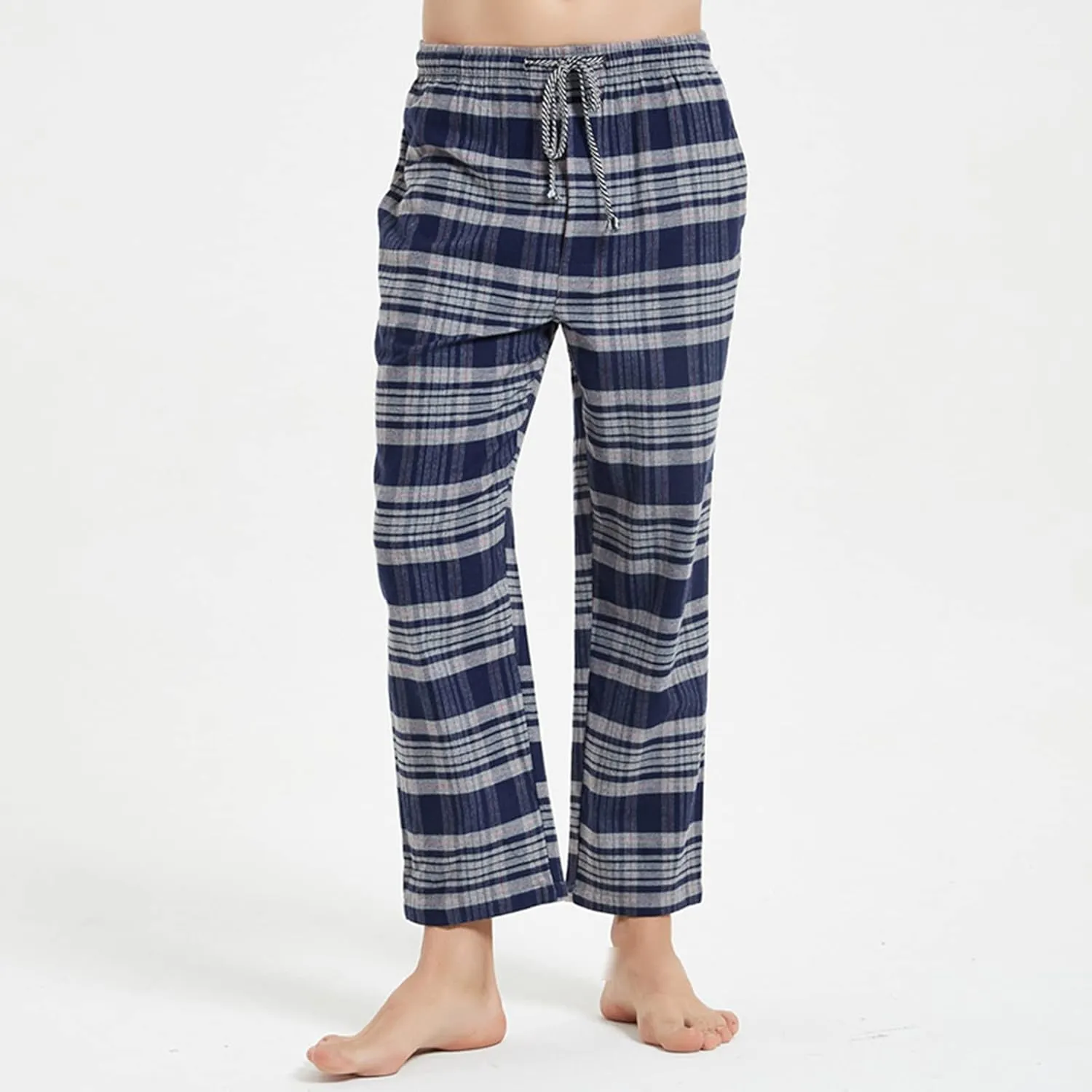 Men's Comfy Soft Plaid Comfy Sleep Lounge Pants Pajama Pants Fleece Drawstring Pj Bottoms with Pockets
