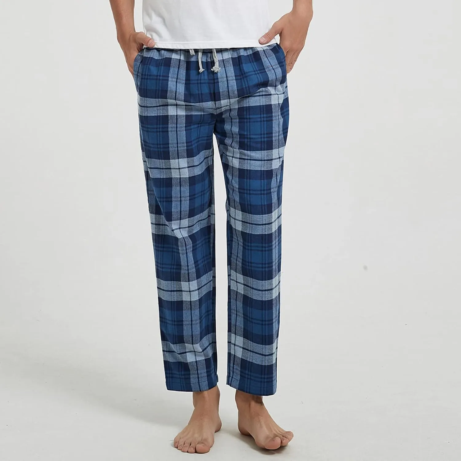 Men's Comfy Soft Plaid Comfy Sleep Lounge Pants Pajama Pants Fleece Drawstring Pj Bottoms with Pockets