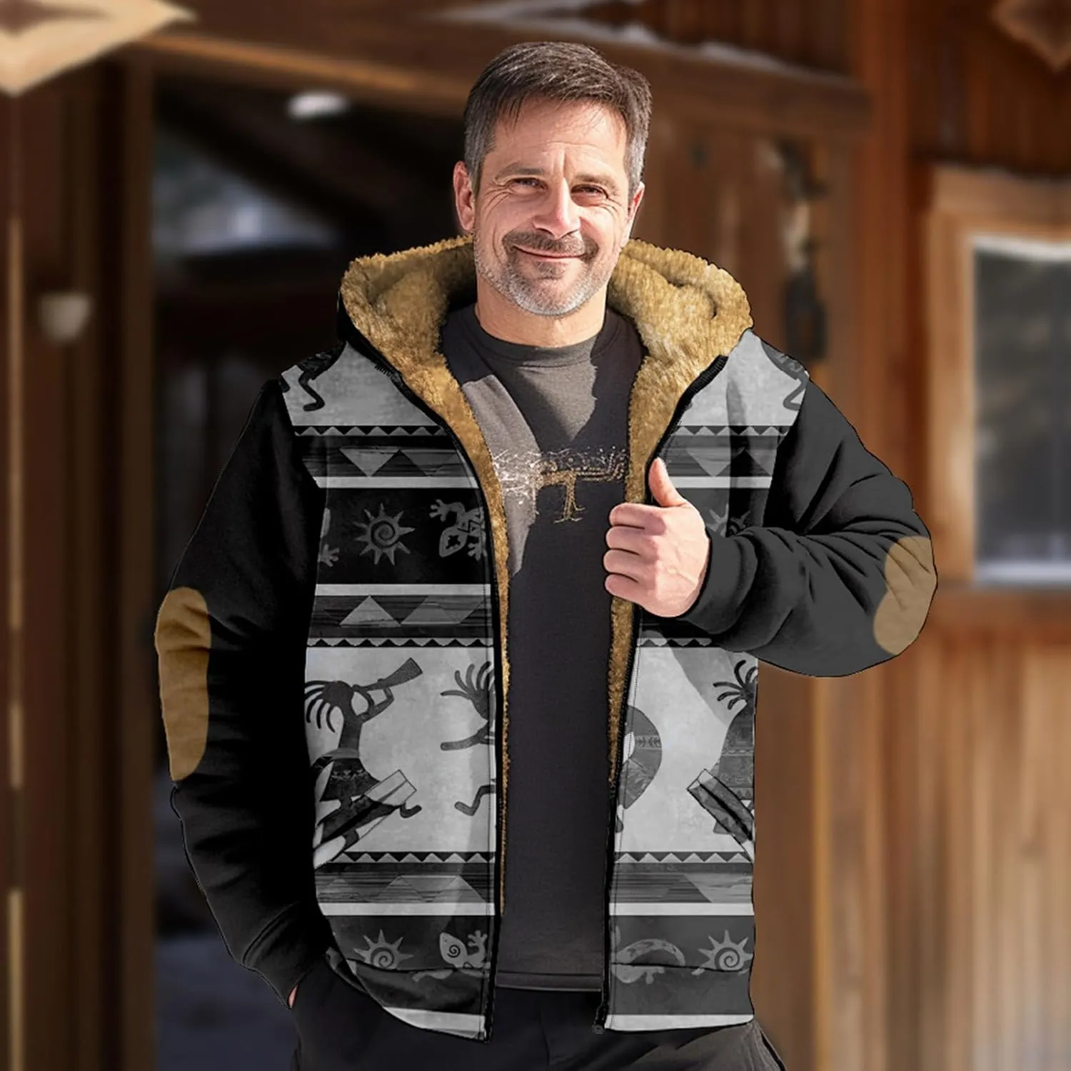 Men's Fashion Novelty Sweatshirts Long Sleeve Zipper Hooded Comfortable Coat Jacket for Men