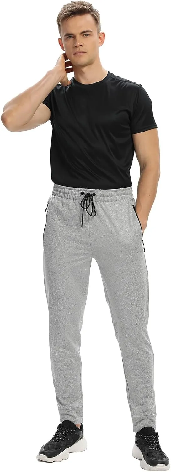 Men's Jogger Sweatpants with Zipper Pockets Track Joggers Workout Gym Sweat Pants for Men(1 Pack/2 Pack)