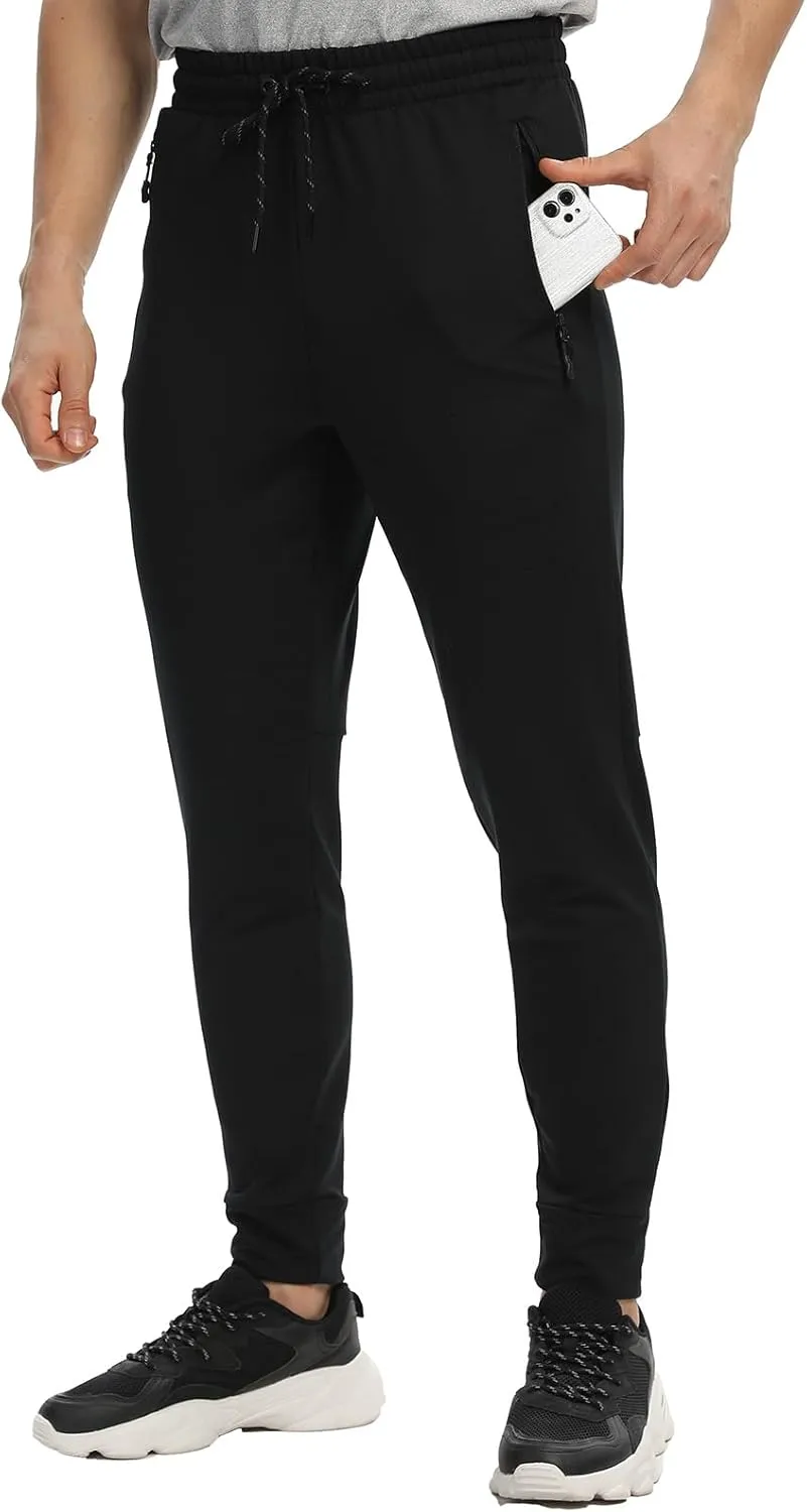 Men's Jogger Sweatpants with Zipper Pockets Track Joggers Workout Gym Sweat Pants for Men(1 Pack/2 Pack)