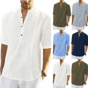 Men's Slim Fit Comfort Casual Linen Half Sleeve Shirt