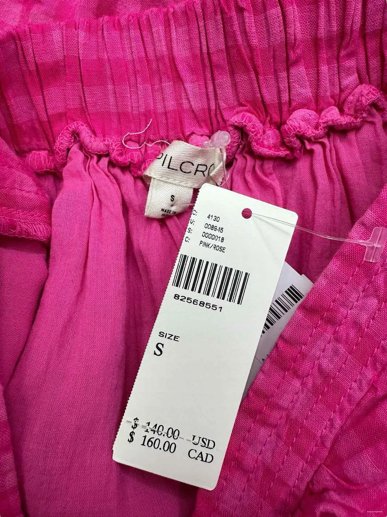 pilcro by Anthropologie NWT Pink Gingham Check Dress Size S