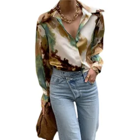 Printed Loose Casual Long-Sleeved Shirt Top