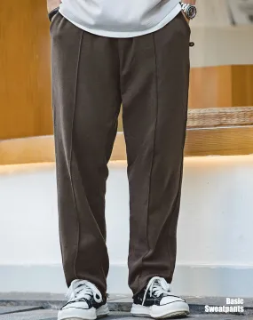 Retro Tapered Knit Stretch Gray Drape Casual Men's Trousers