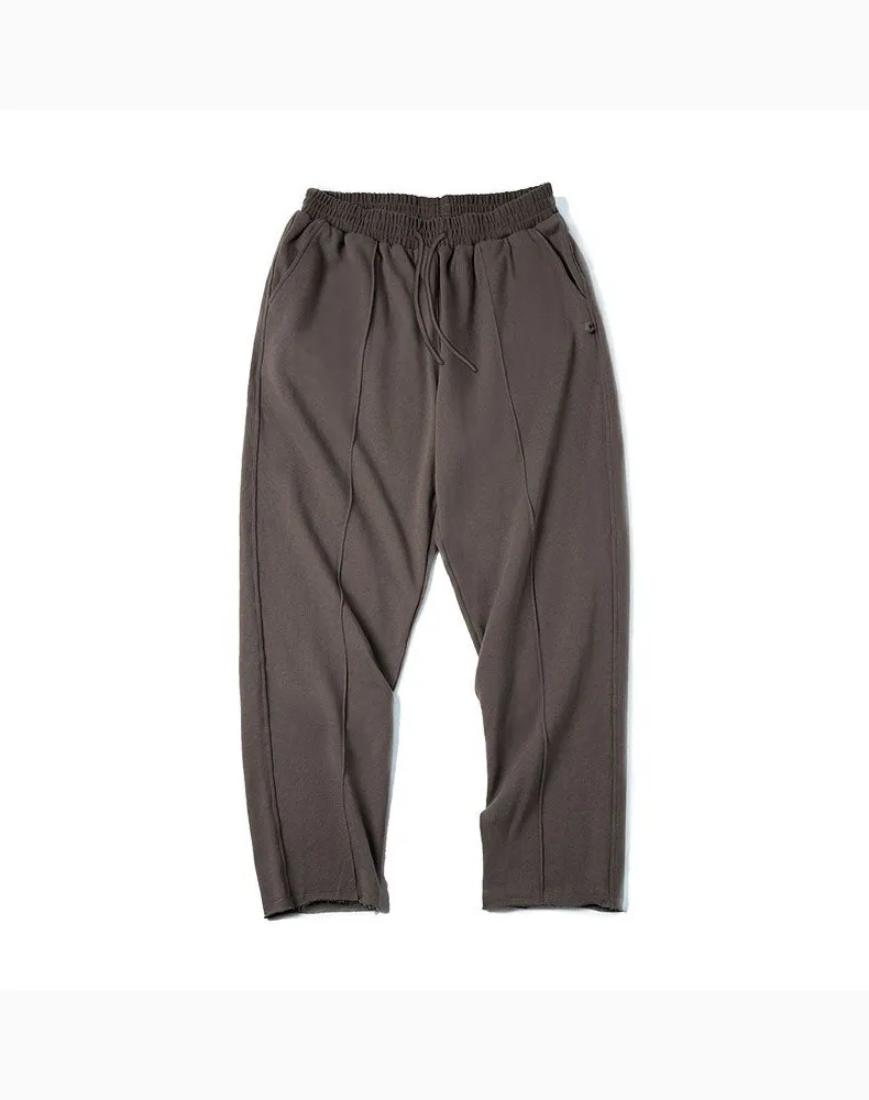 Retro Tapered Knit Stretch Gray Drape Casual Men's Trousers