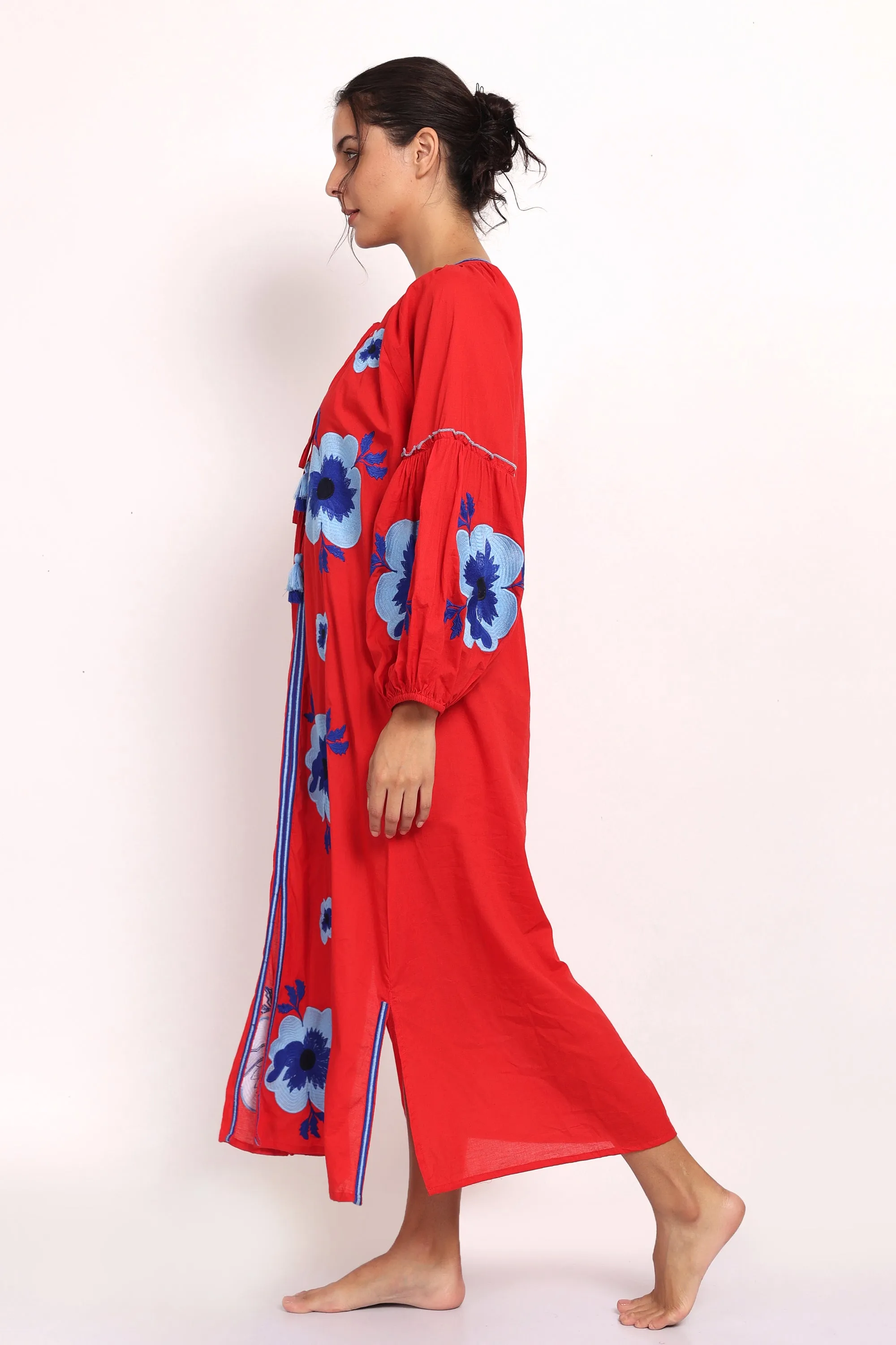 Romani Sun Dress Red Blue