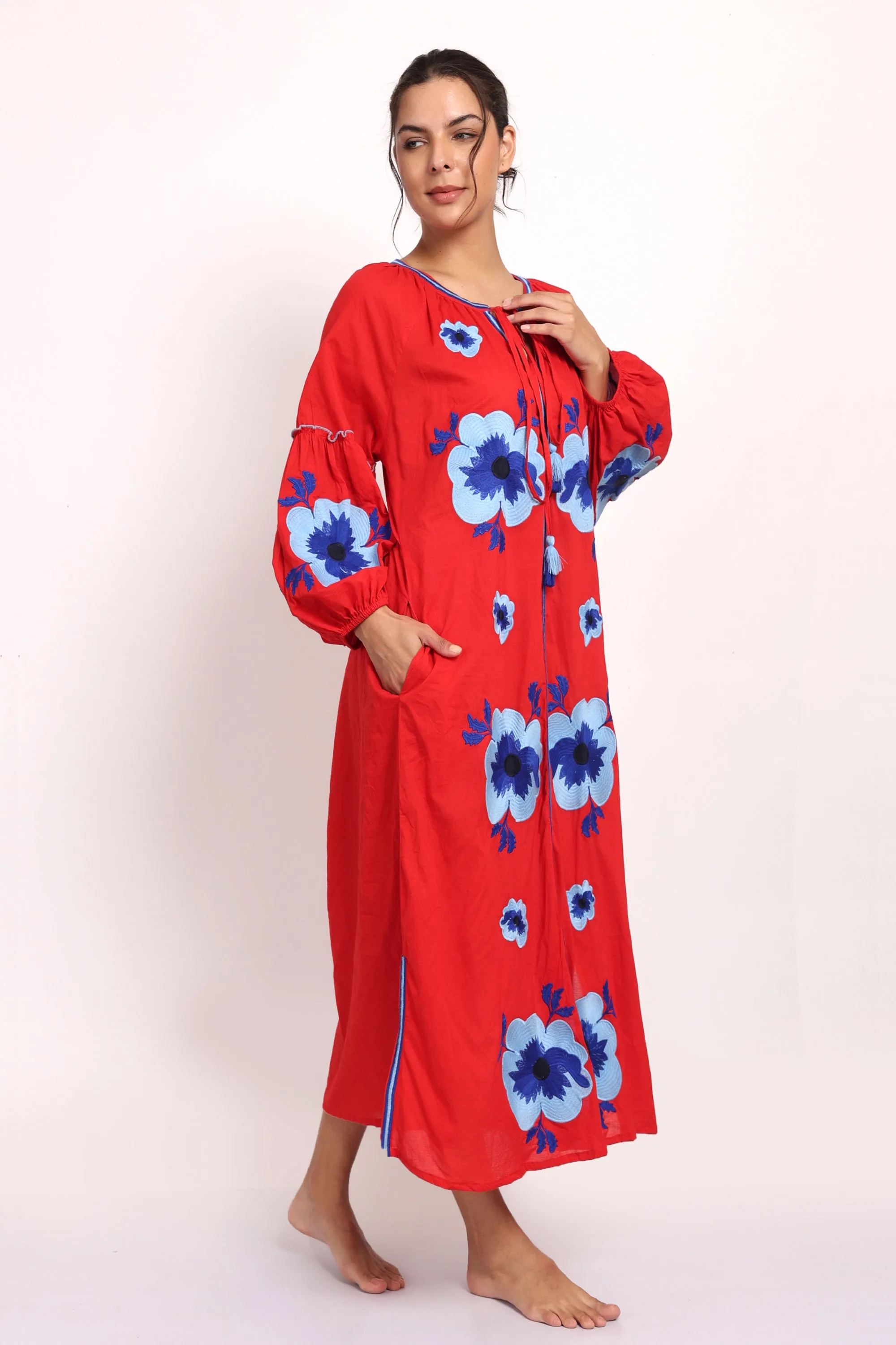 Romani Sun Dress Red Blue
