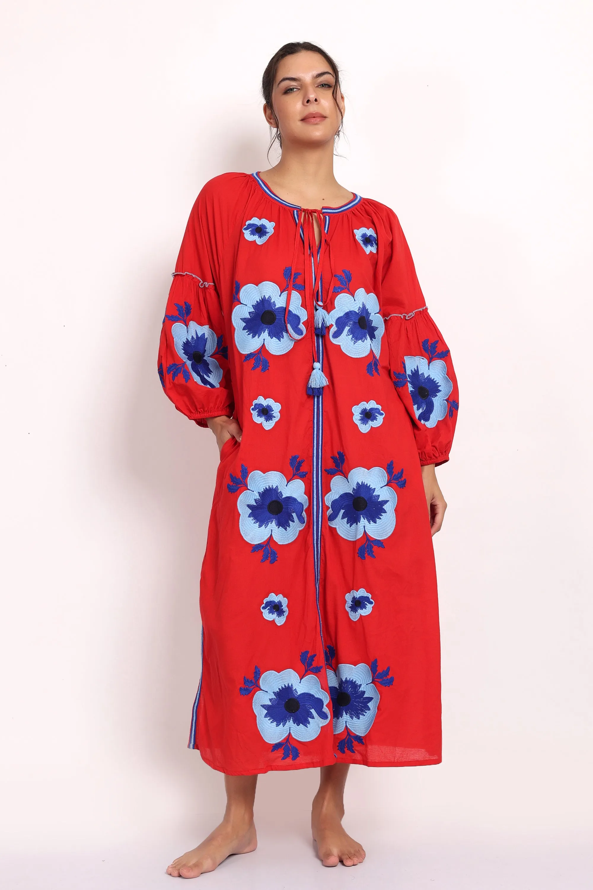 Romani Sun Dress Red Blue