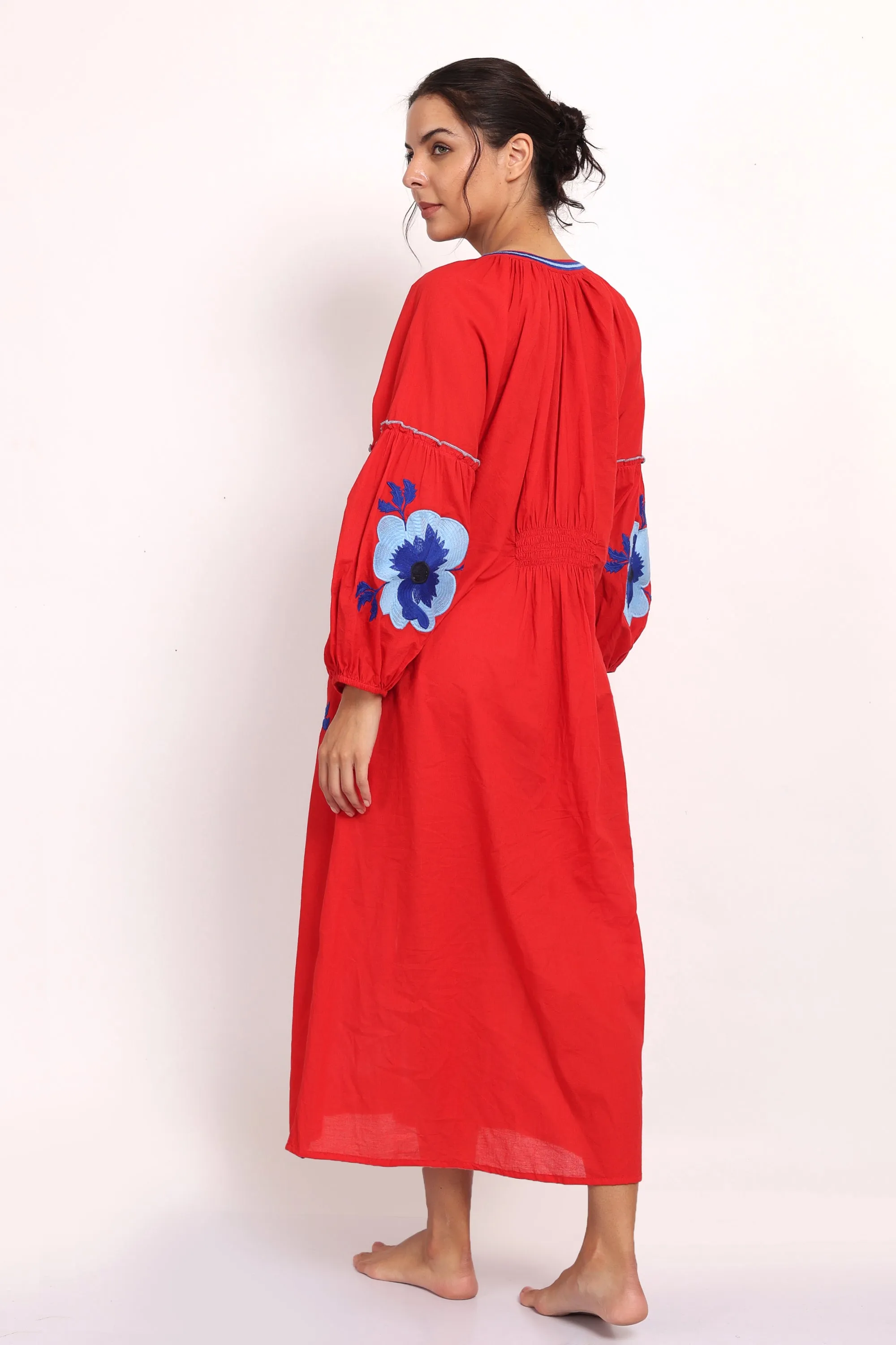 Romani Sun Dress Red Blue