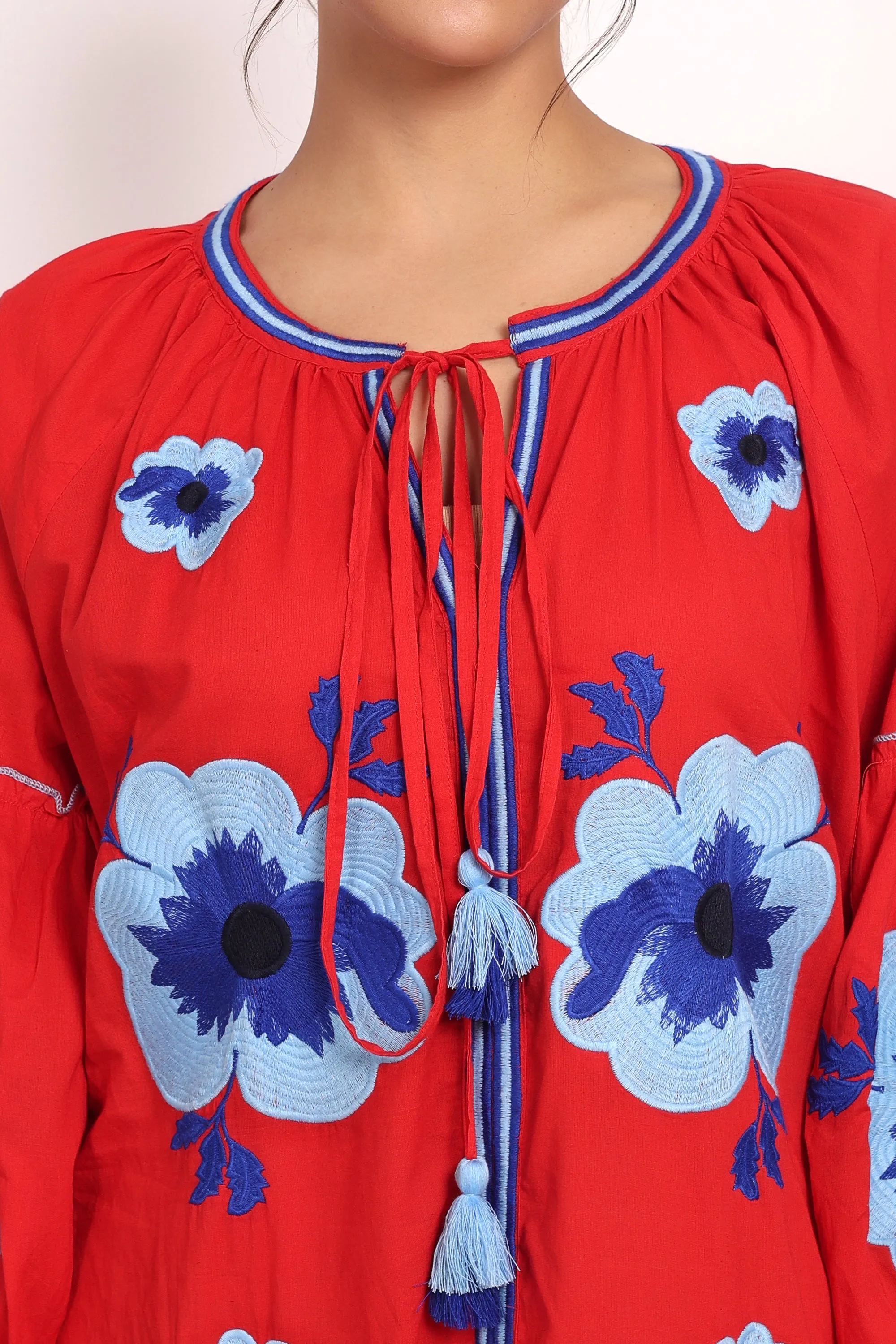 Romani Sun Dress Red Blue