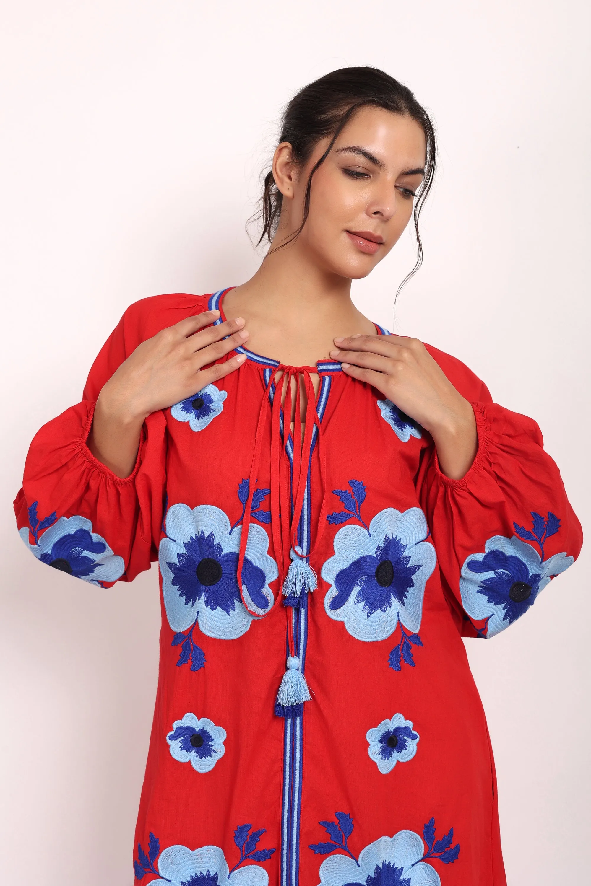 Romani Sun Dress Red Blue