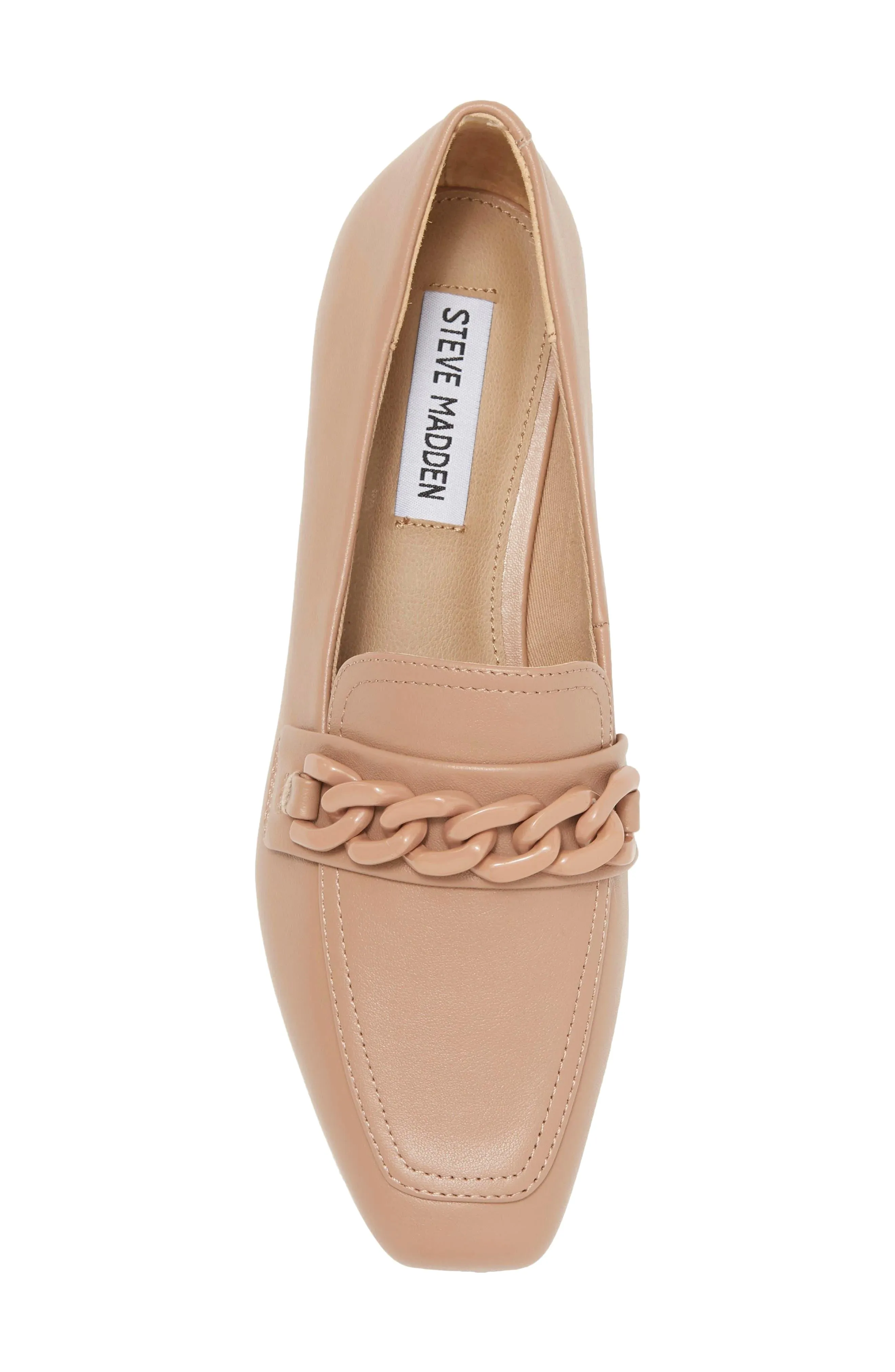 Steve Madden Rilynn Tan Leather Fashion SLip On Chained Pointed Toe Loafer Shoes