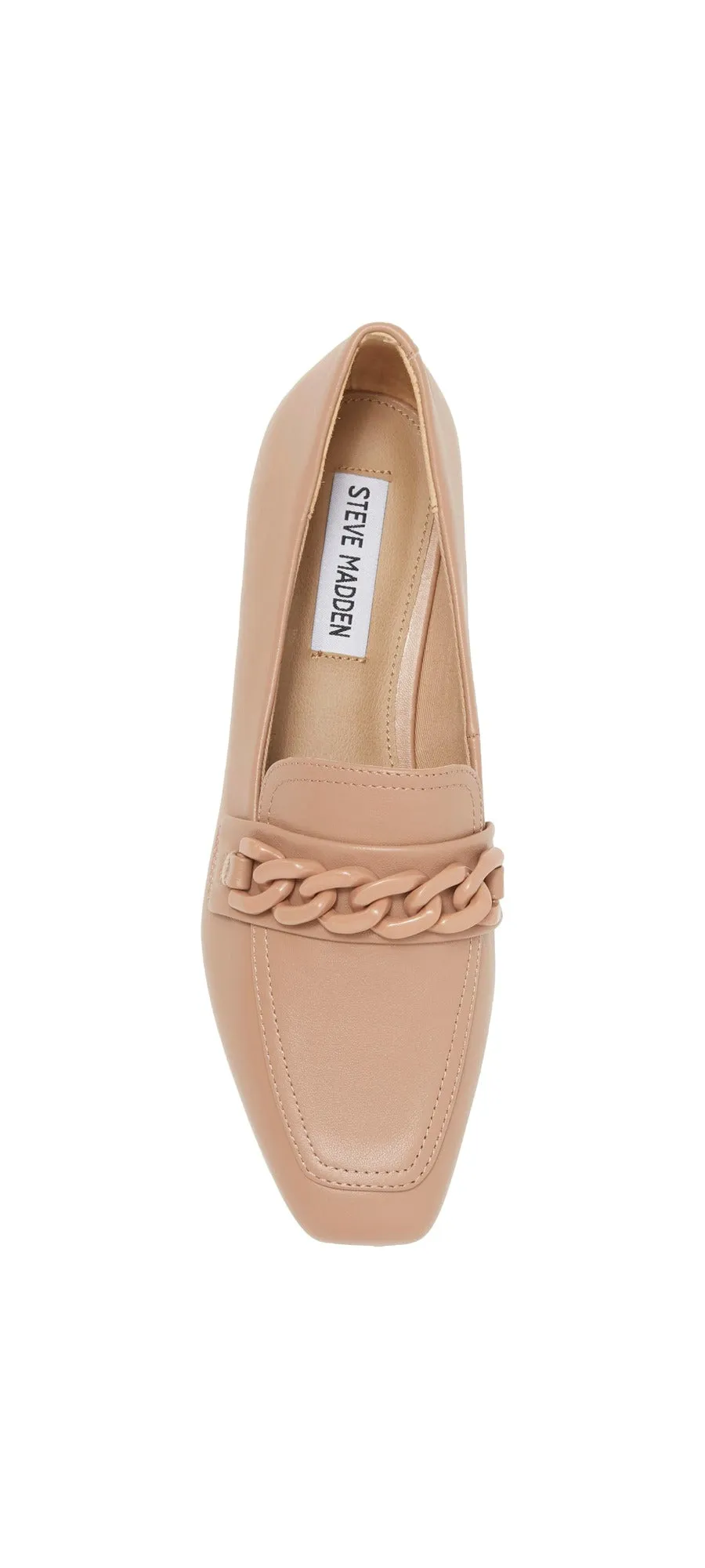 Steve Madden Rilynn Tan Leather Fashion SLip On Chained Pointed Toe Loafer Shoes
