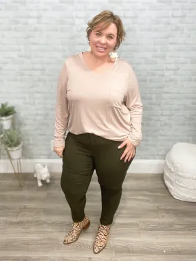 Stretchy Dark Olive Skinnies - Skinny Jeans