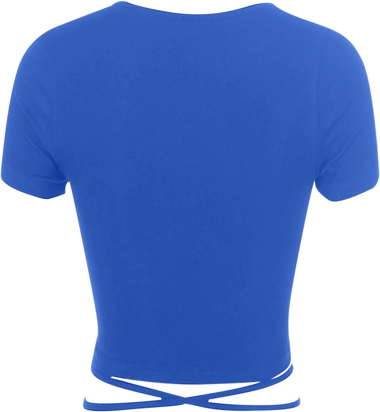 Summer Women's Sexy Wrap V Neck Short Sleeve Shirts Slim Fit Criss Cross Tie Front Crop Tops Going Out Tee