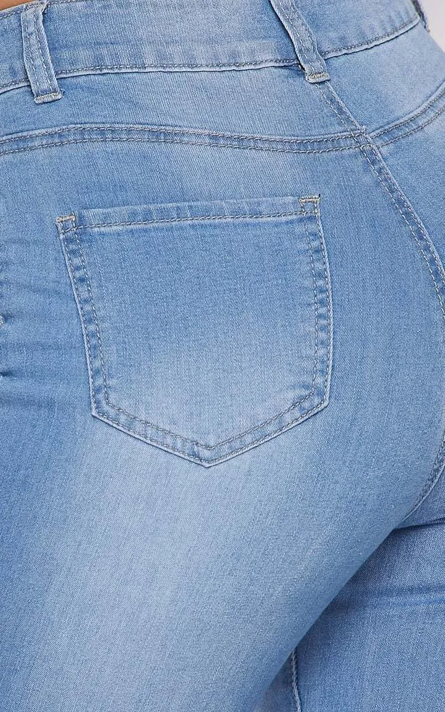 Super High Waisted Stretchy Bell Bottoms - Light Denim