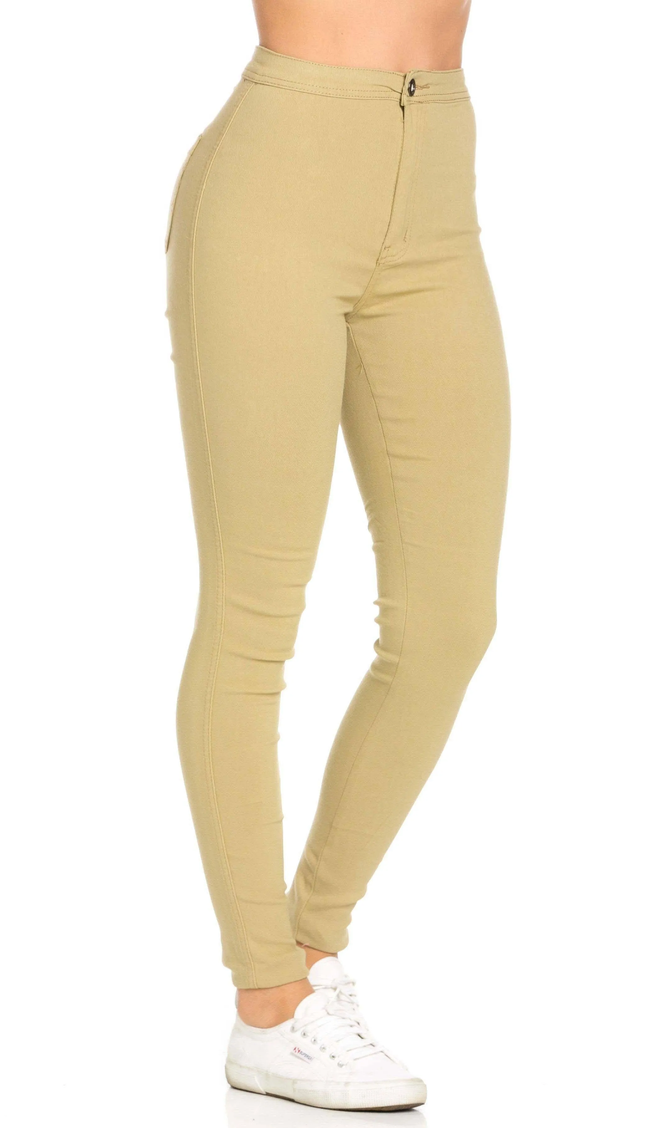 Super High Waisted Stretchy Skinny Jeans (S - 3XL) - Khaki